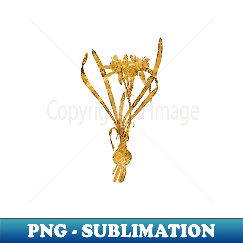 Vintage Gilded Sea Daffodil Botanical Gold Leaf - Premium Sublimation Digital Download