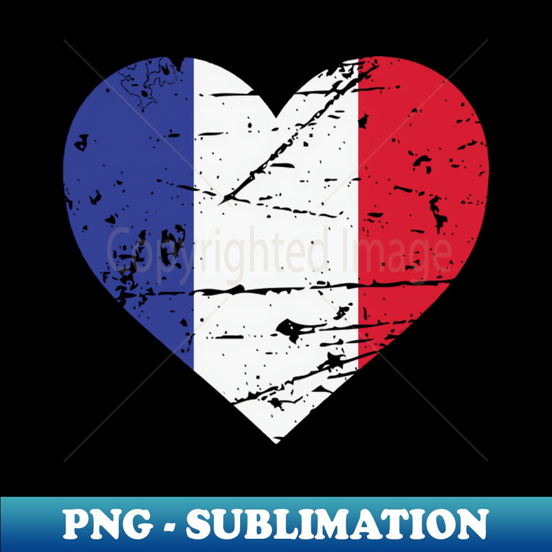 French Heart Flag France Patriot Fan - Trendy Sublimation Digital Download