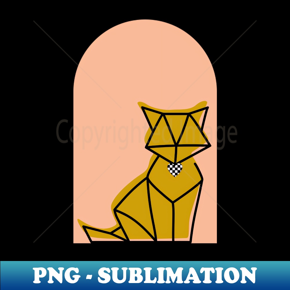 Black geometric cat art - PNG Transparent Digital Download File for Sublimation