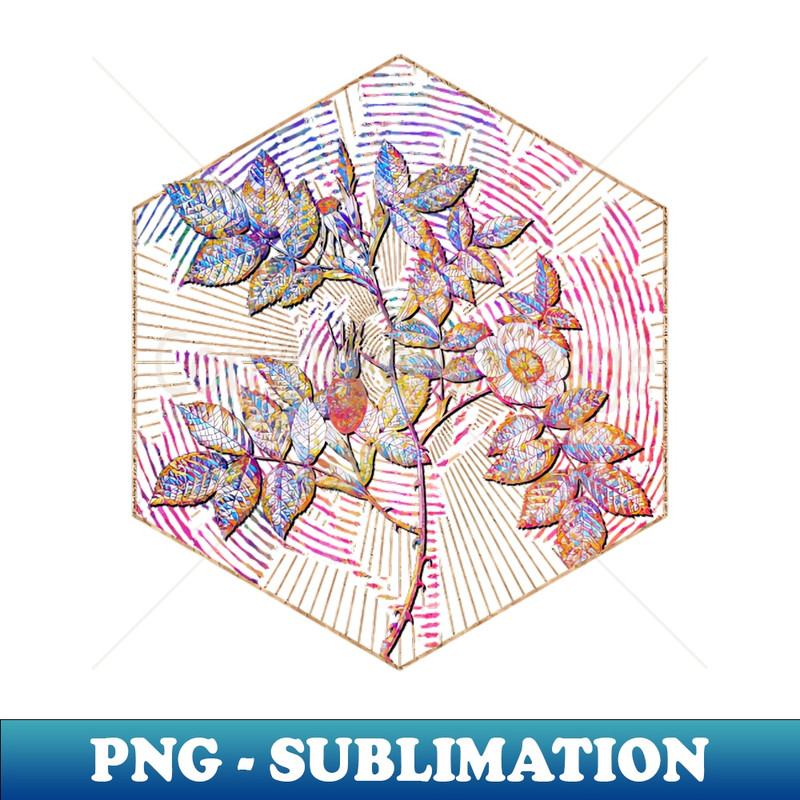 Mountain Rose Bloom Floral Rainbow Mosaic - Trendy Sublimation Digital Download