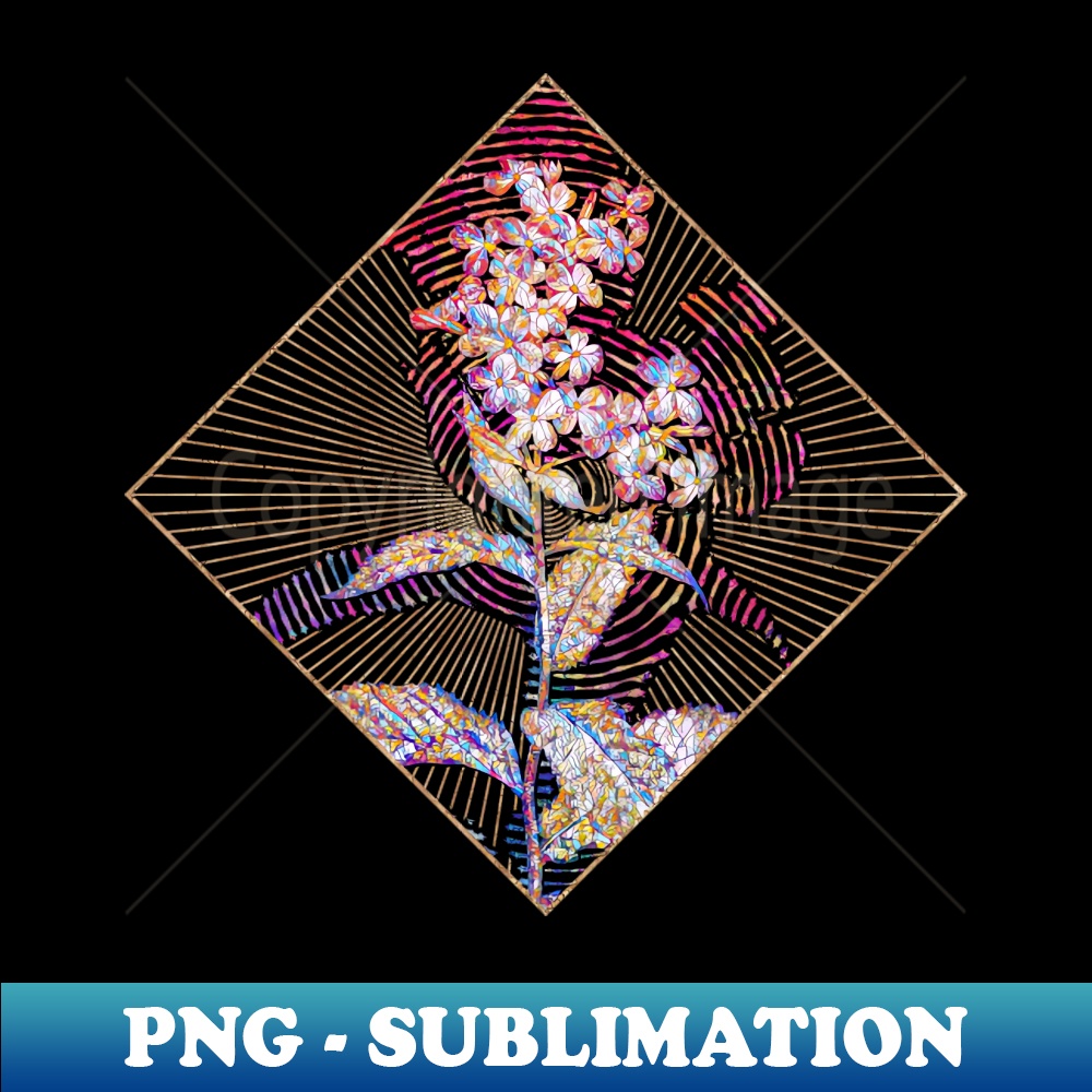 White Gillyflower Bloom Floral Rainbow Mosaic 1 - PNG Transparent Sublimation File