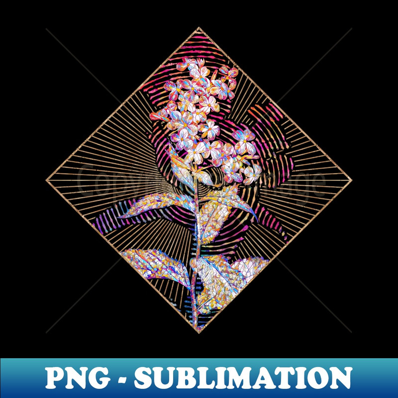 White Gillyflower Bloom Floral Rainbow Mosaic 1 - PNG Transparent Sublimation File