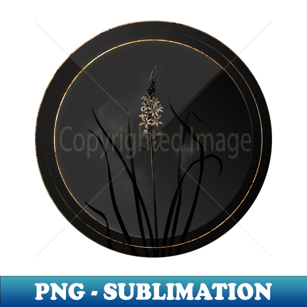 Shadowy Wild Asparagus Botanical on Black and Gold - Signature Sublimation PNG File