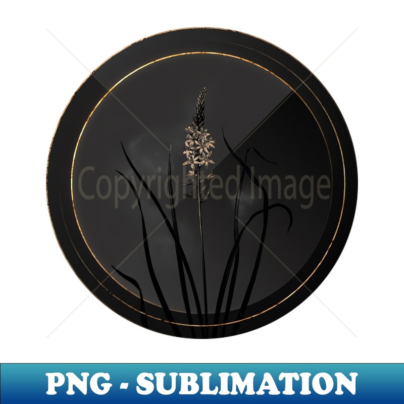 Shadowy Wild Asparagus Botanical on Black and Gold - Signature Sublimation PNG File