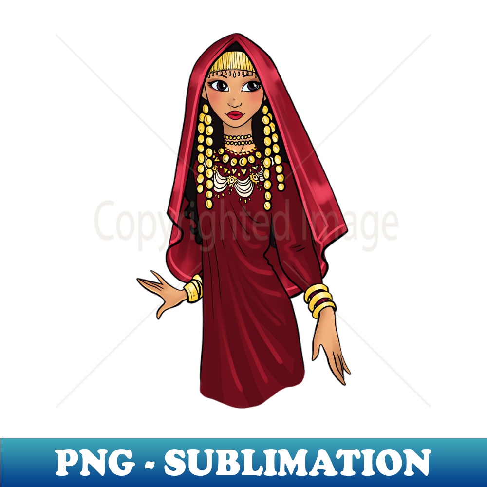 Black is Beautiful - Tunisia African Melanin Girl in traditional outfit - PNG Transparent Sublimation Design