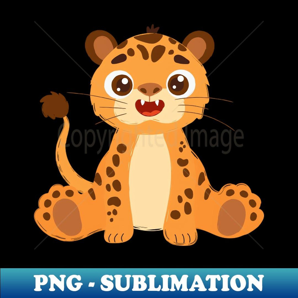 Cheerful Tiger Cub in Flat Cartoon Style - Unique Sublimation PNG Download
