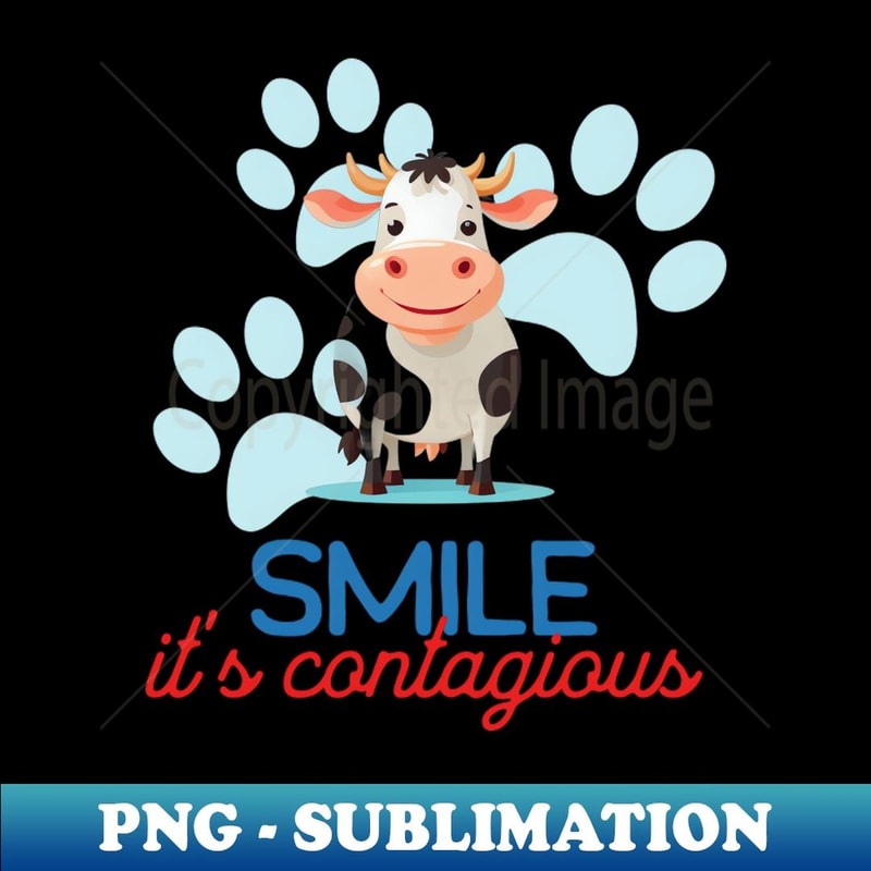 Cute Cow Minimalist Style Art Smile, it's contagious. - Creative Sublimation PNG Download