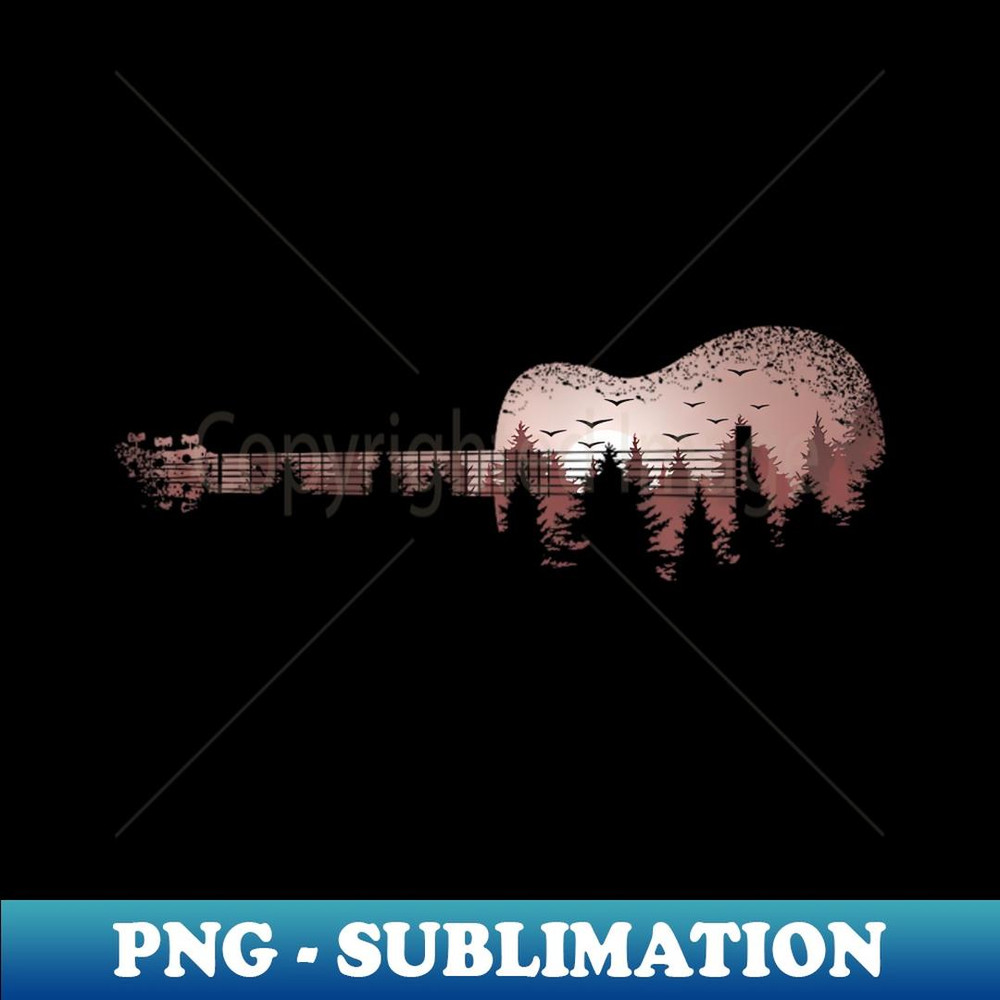 Landscape Acoustic Guitar Forest Trees Musician Guitarist - PNG Sublimation Digital Download
