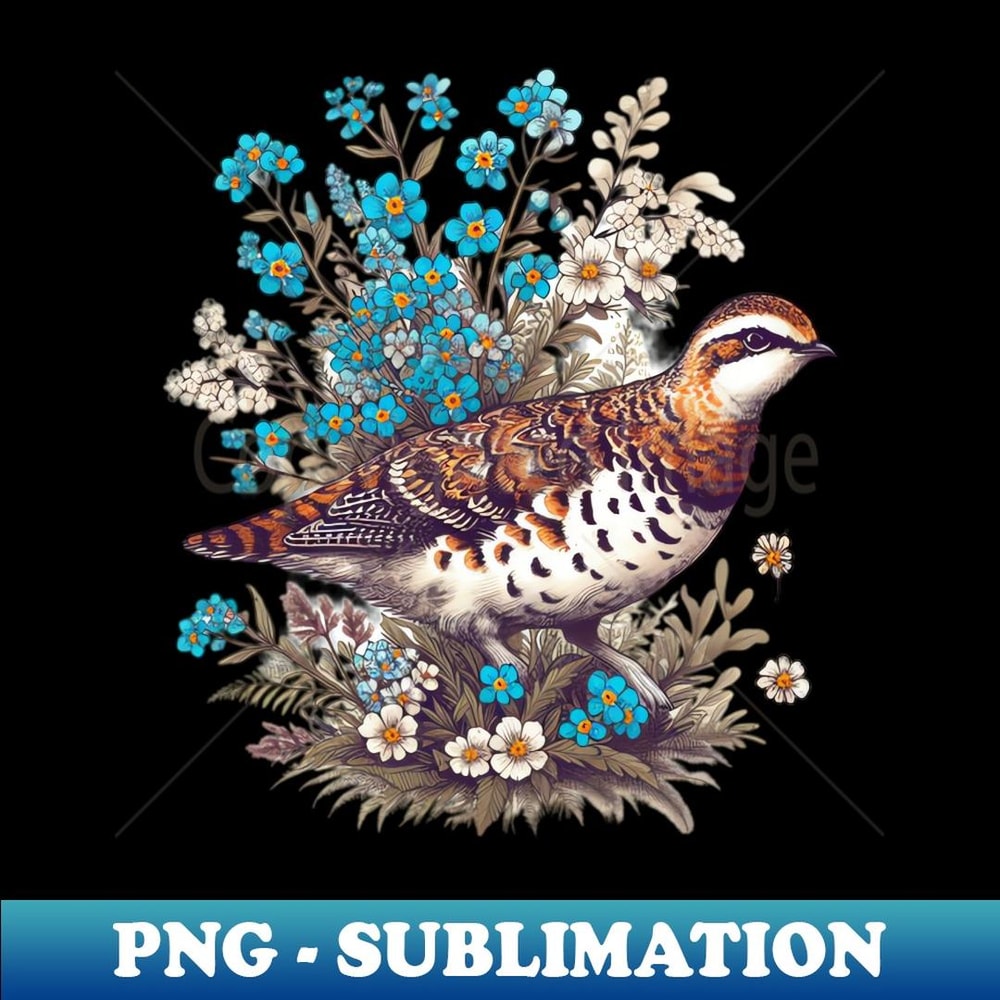 Vintage Willow Ptarmigan u0026 Forget Me Nots Alaska - Special Edition Sublimation PNG File