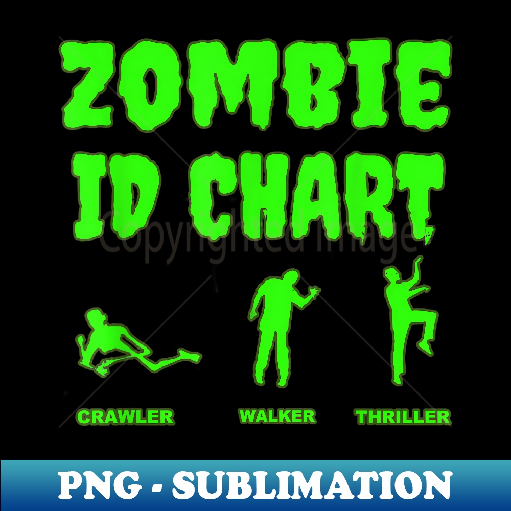 Zombie Apocalypse ID Chart Crawler Walker Thriller Halloween - PNG Transparent Digital Download File for Sublimation