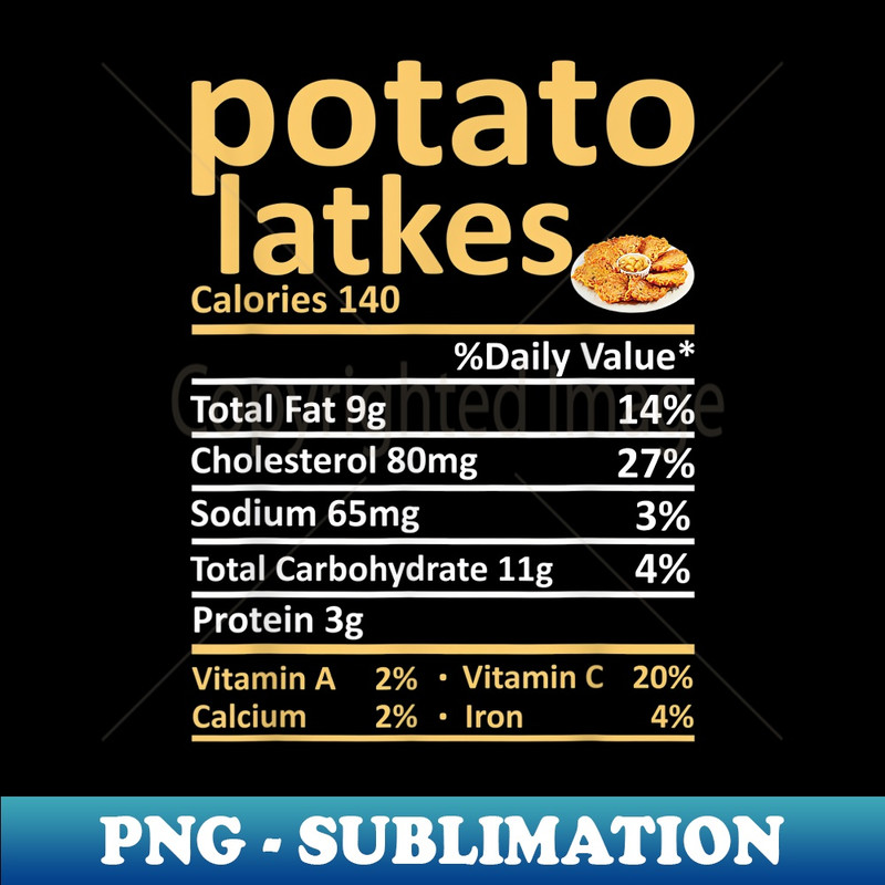 Potato Latkes Nutrition Food Facts Thanksgiving Costume Xmas - Unique Sublimation PNG Download
