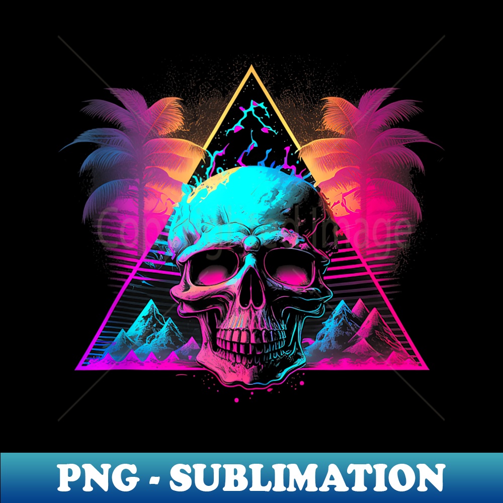 Skull Vaporwave Retrowave Aesthetic Synthwave 80s Palm Tree - Premium Sublimation Digital Download