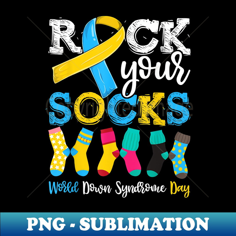 Rock Your Socks Down Syndrome Awareness Kid Boys Girls - Retro PNG Sublimation Digital Download