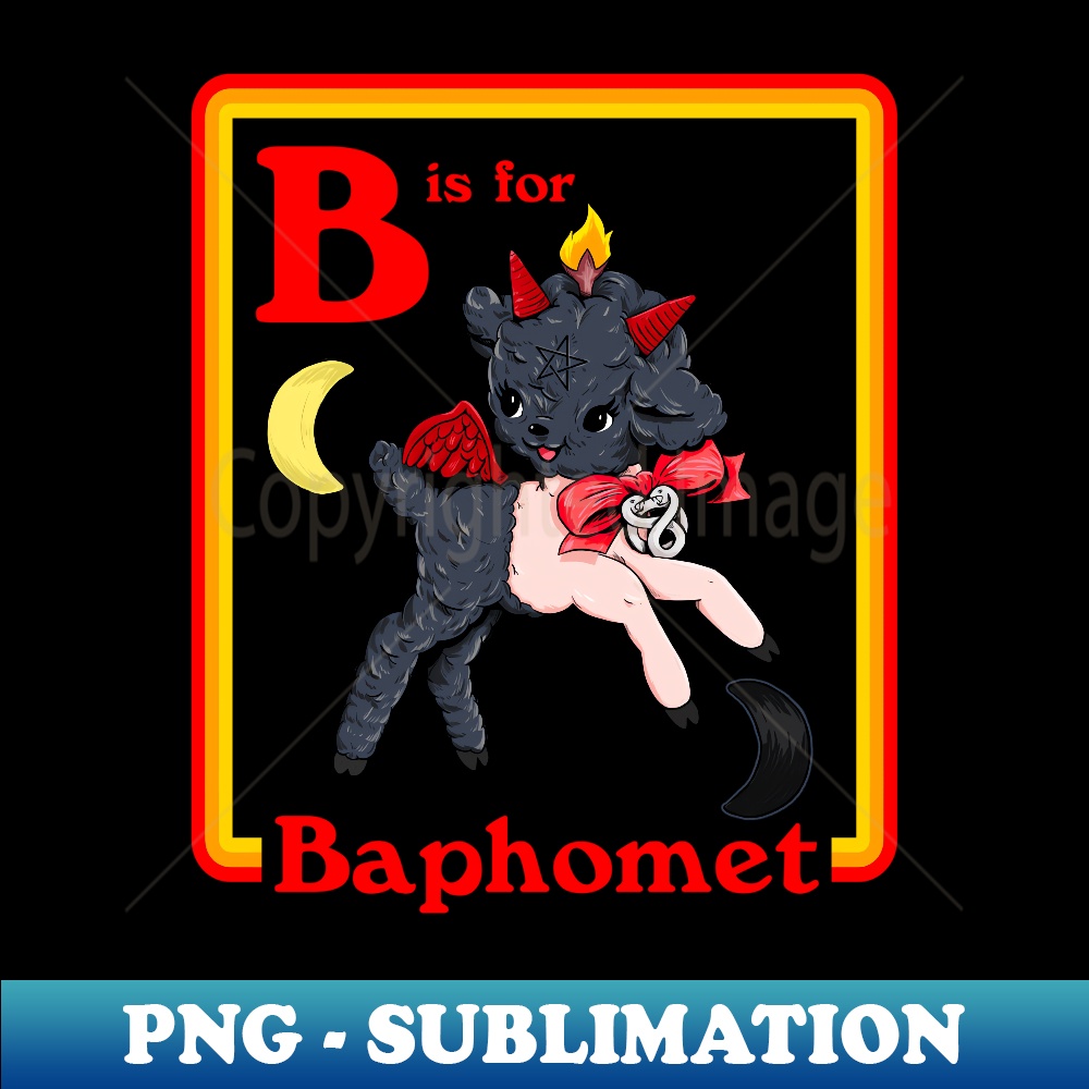 B for Baphomet Satanic Cute Devil Retro Vintage Satan Tarot - Creative Sublimation PNG Download