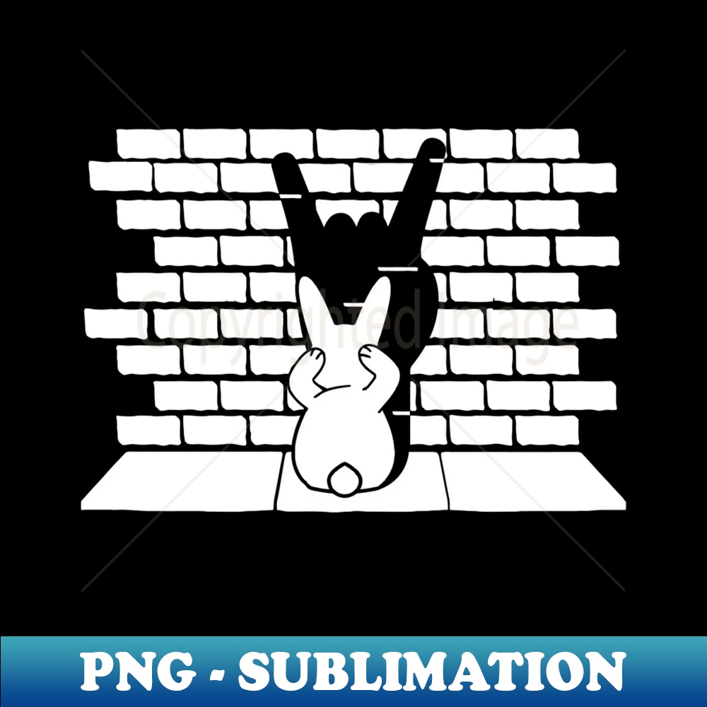 Rabbit Hand Shadow Art Funny Rock and Roll Easter Bunny - High-Quality PNG Sublimation Download