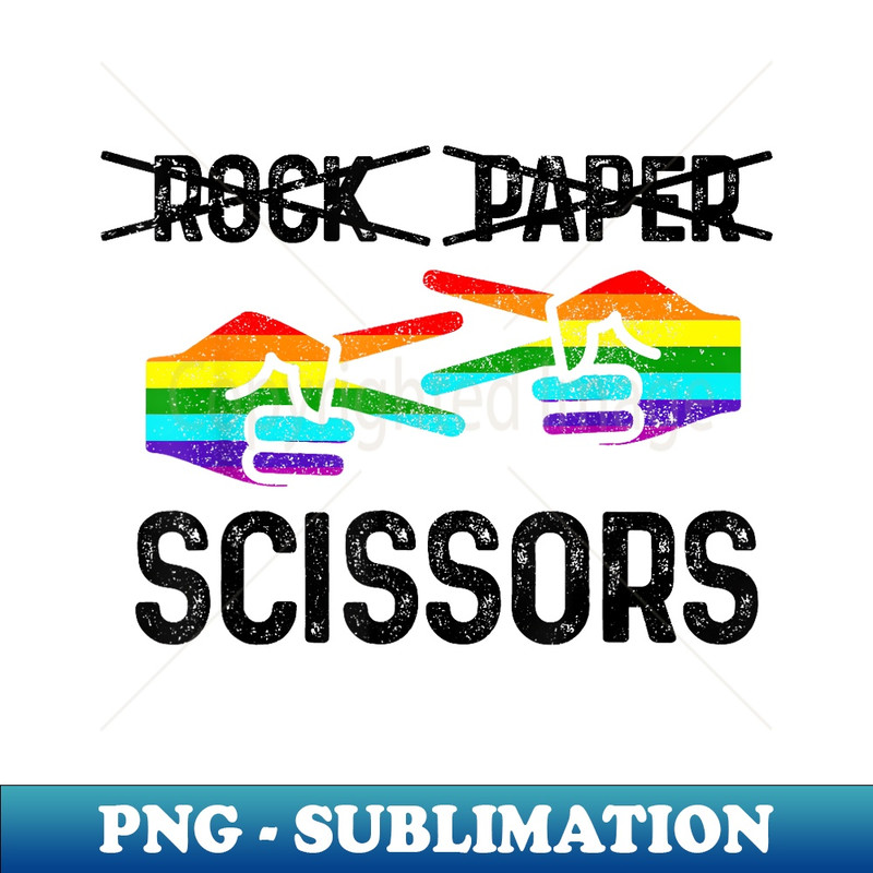 Lesbian Pride Rock Paper Scissors Funny LGBTQ Rainbow Flag - PNG Sublimation Digital Download