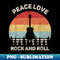 Retro Peace Love Rock And Roll Rock Concert Vintage - Decorative Sublimation PNG File