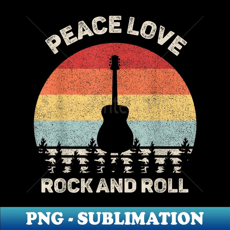Retro Peace Love Rock And Roll Rock Concert Vintage - Decorative Sublimation PNG File