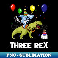 three rex birthday shark pirate riding dinosaur - instant png sublimation download