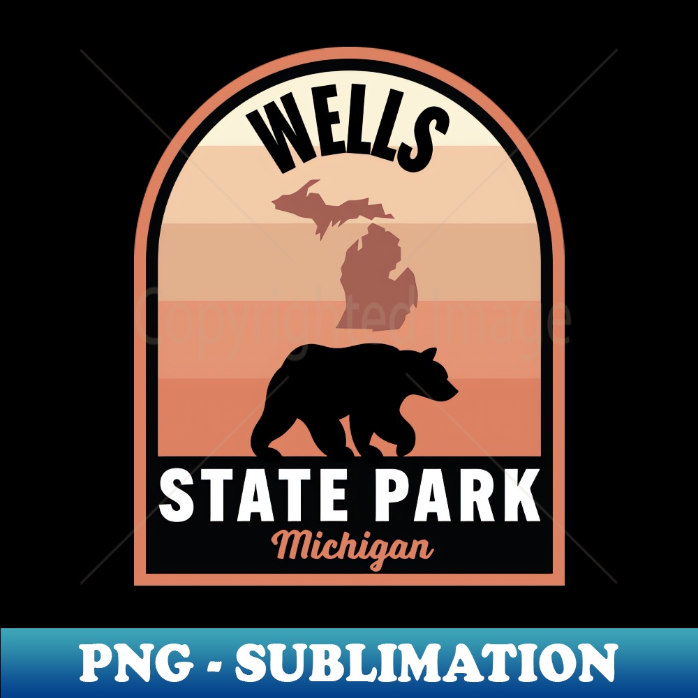 Wells State Park MI Bear - Signature Sublimation PNG File