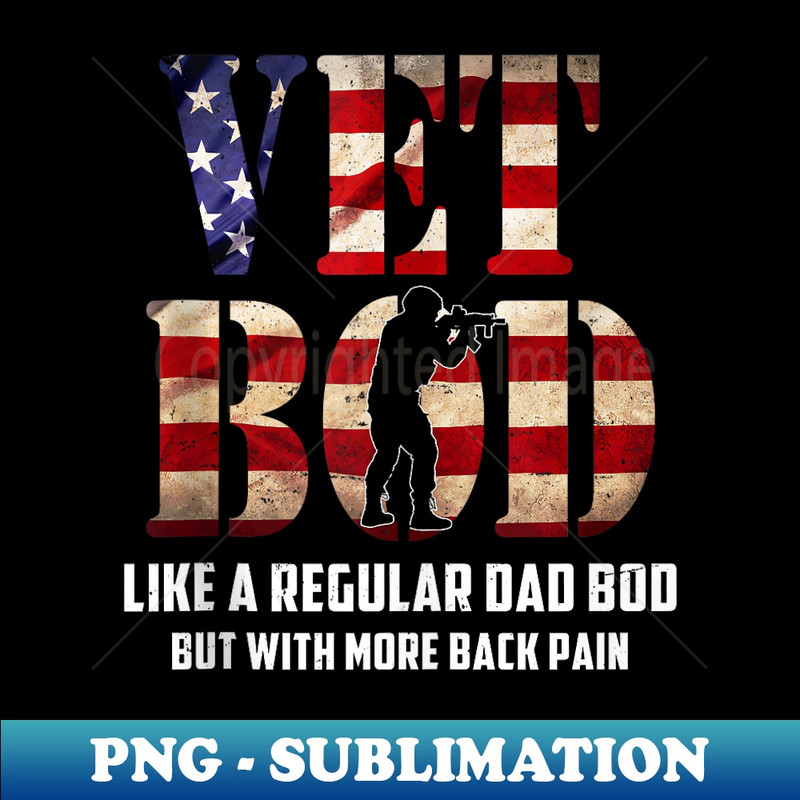 Vet Bod Like A Dad Bod But With More Back Pain American Flag - Decorative Sublimation PNG File