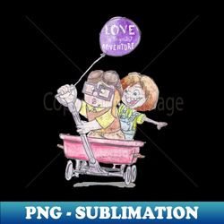disney pixar up carl & ellie wagon ride sketch - trendy sublimation digital download