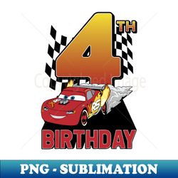 disney pixar cars lightning mcqueen 4th birthday peel out - high-resolution png sublimation file