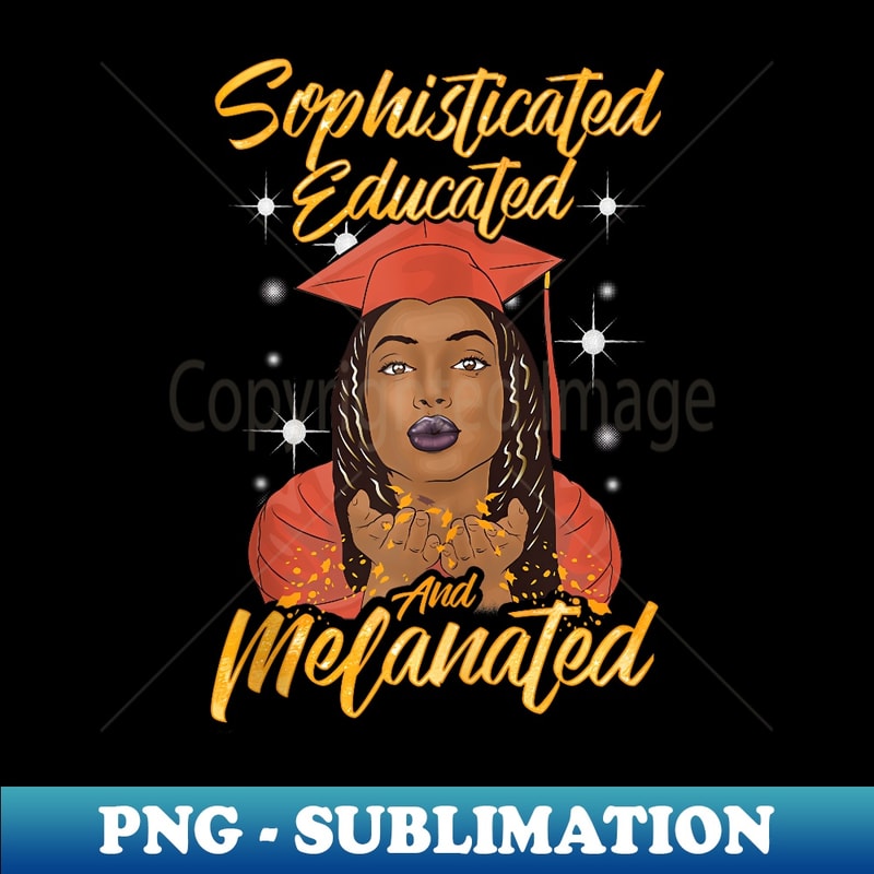 Black Girl Graduation Party Orange Cap HBCU Senior 2024 2025 - Digital Sublimation Download File