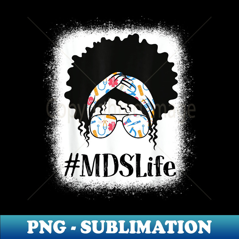 MDS mds nurse Black Afro Messy Bun African American - Aesthetic Sublimation Digital File