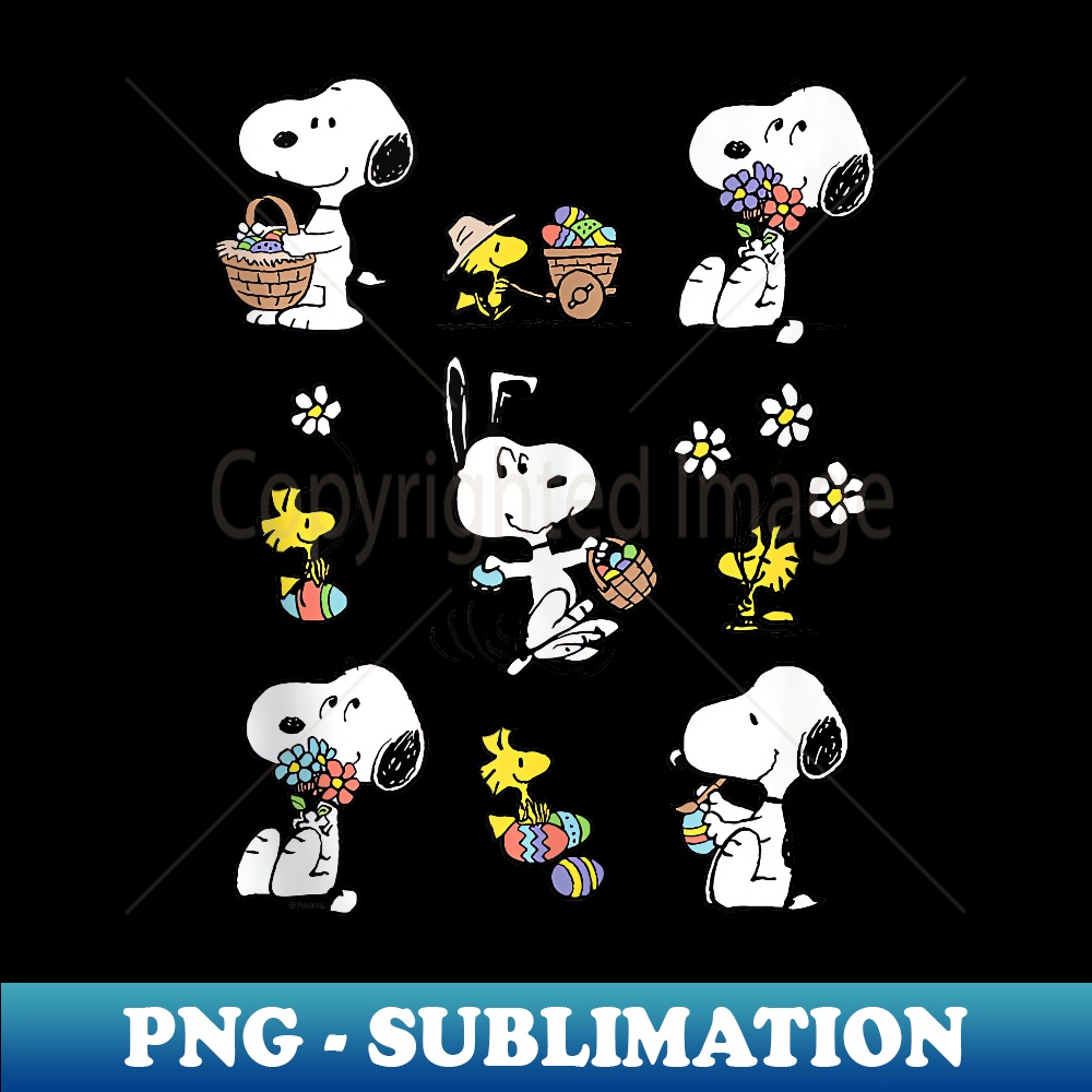 Peanuts - Snoopy Woodstock Easter Spring Pattern - Stylish Sublimation Digital Download