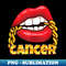 Juicy Lips Gold Chain Cancer Zodiac Sign - Retro PNG Sublimation Digital Download