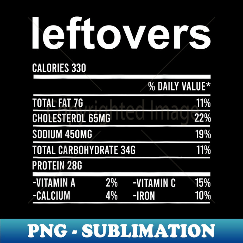 Funny Thanksgiving Food Apparel, Leftovers Nutrition Facts - High-Quality PNG Sublimation Download