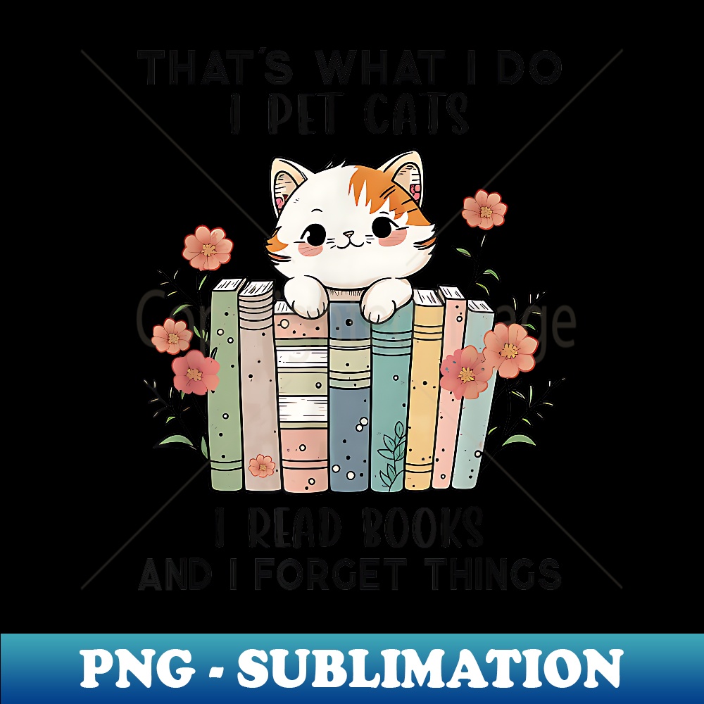 That's What I Do I Pet Cats I Read Books And I Forget Things 1 - Artistic Sublimation Digital File
