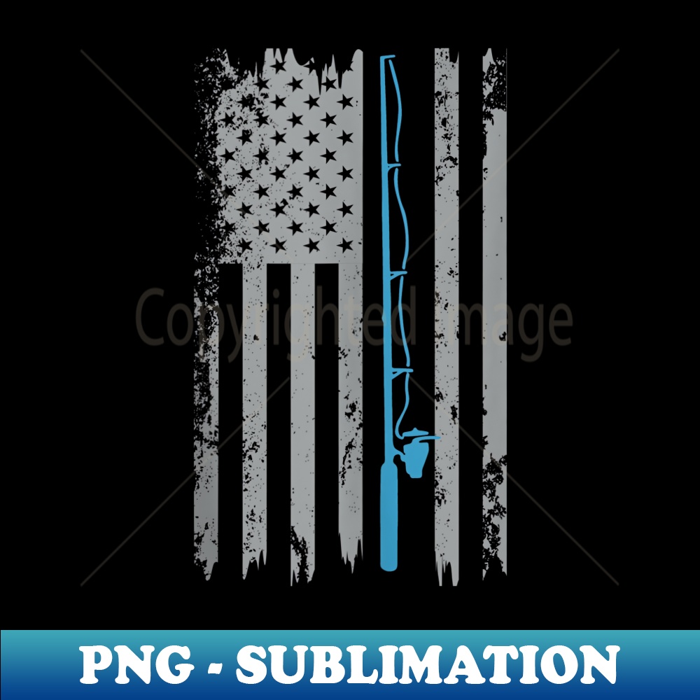 American Flag Fishing Vintage Fisherman - Vintage Sublimation PNG Download