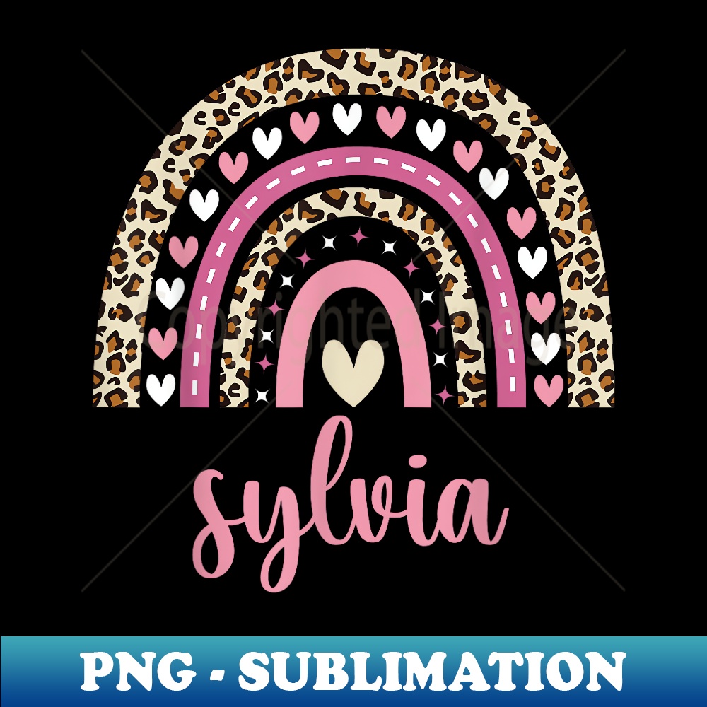 Sylvia Rainbow Leopard Personalized Sylvia Birthday - PNG Transparent Sublimation File
