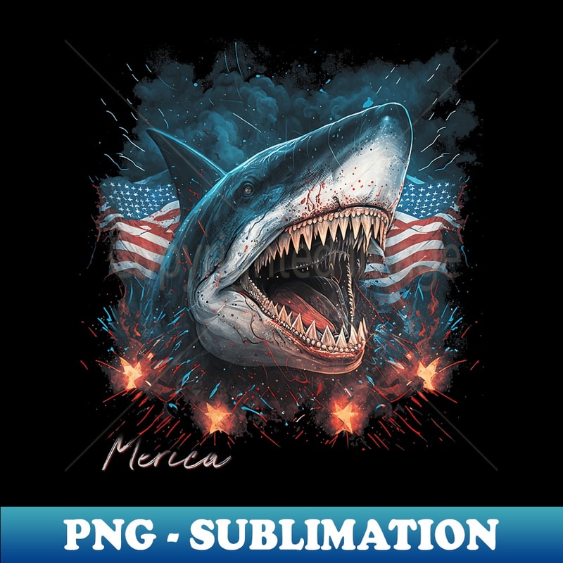 Shark Funny 4th of July American Flag Patriotic America USA - Trendy Sublimation Digital Download