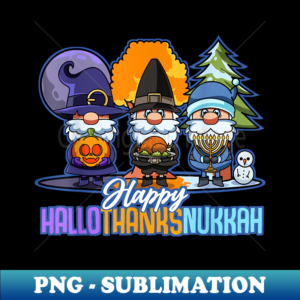 Jew Gnomes Halloween Thanksgiving Hanukkah HalloThanksNukkah - Exclusive PNG Sublimation Download