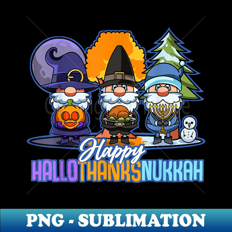 Jew Gnomes Halloween Thanksgiving Hanukkah HalloThanksNukkah - Exclusive PNG Sublimation Download