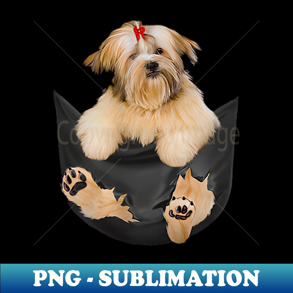 Dog Lovers s Lhasa Apso In Pocket Funny Dog Face - Sublimation-Ready PNG File