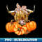 Fall Highland Cow With Bandana And Pumpkins Autumn Heifer - Stylish Sublimation Digital Download