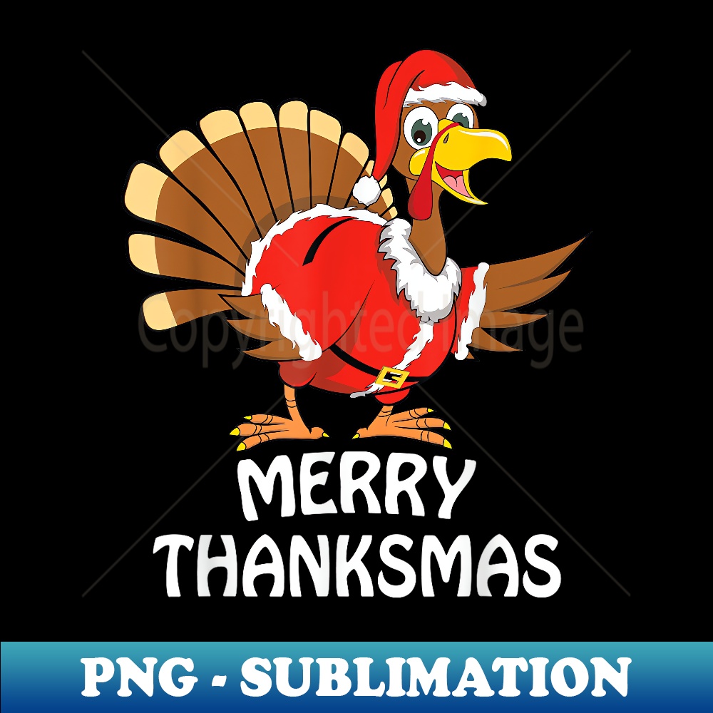 Funny Merry Thanksmas Happy Thanksgiving Merry Christmas - Elegant Sublimation PNG Download