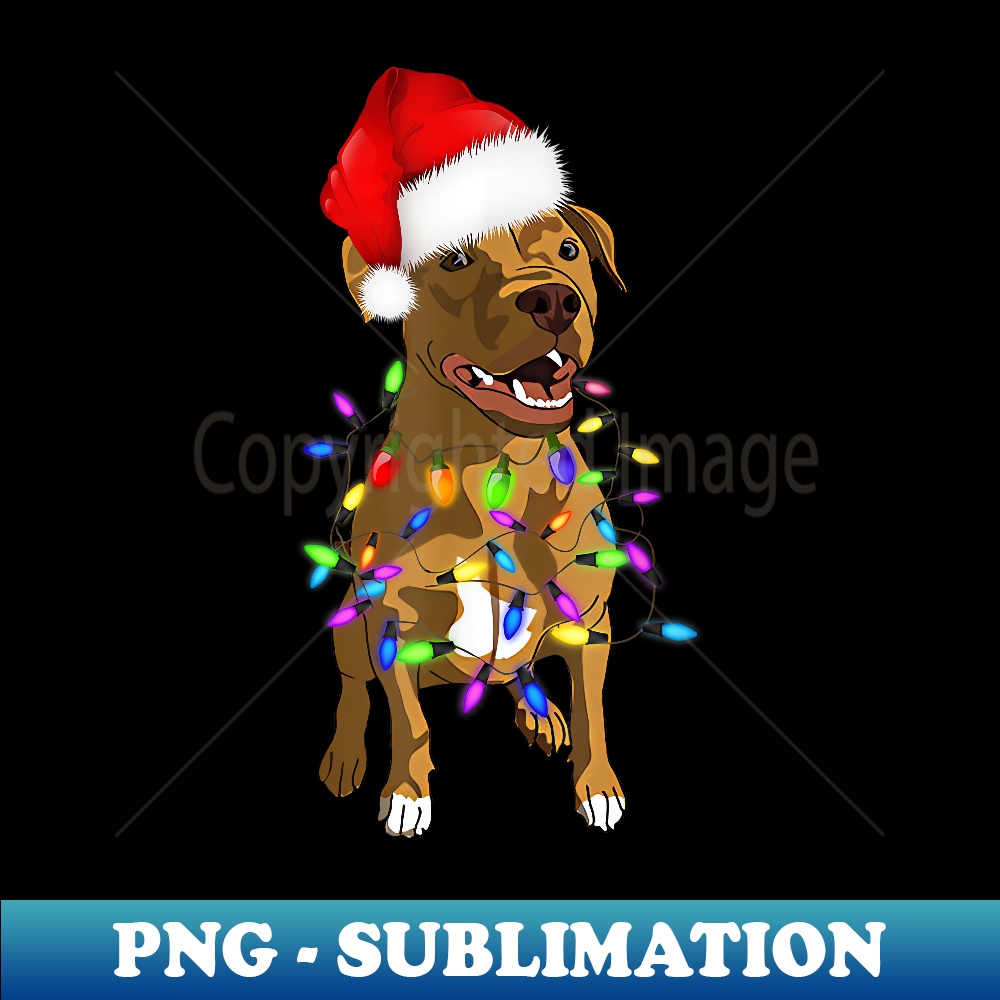 Pitbull Merry Christmas Tree Lights Funny Pajama Pitbull - Professional Sublimation Digital Download
