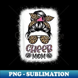 cheer mom leopard messy bun cheerleader bleached mothers day - modern sublimation png file