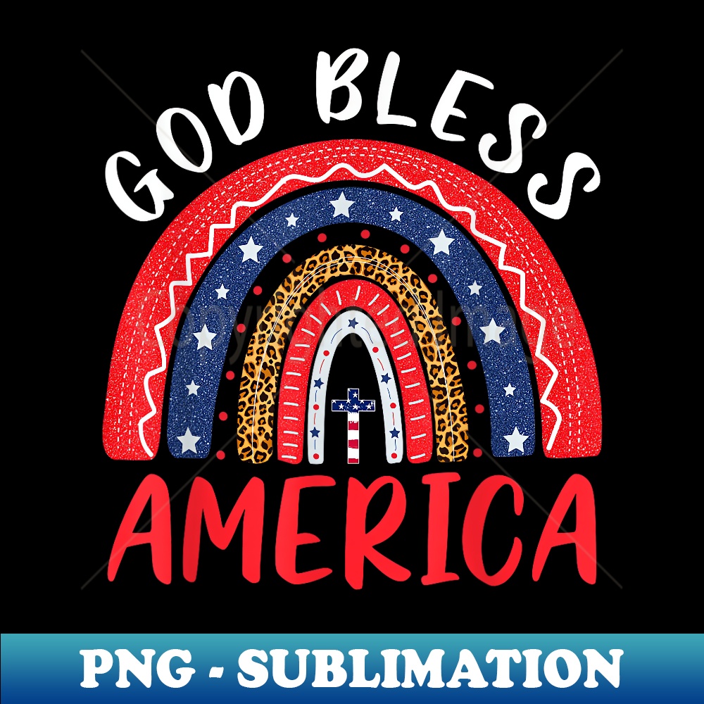God Bless America 4th OF July Leopard USA Flag Christian - High-Resolution PNG Sublimation File