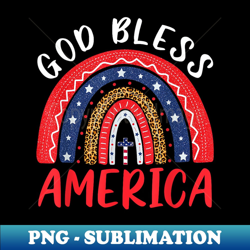God Bless America 4th OF July Leopard USA Flag Christian - High-Resolution PNG Sublimation File