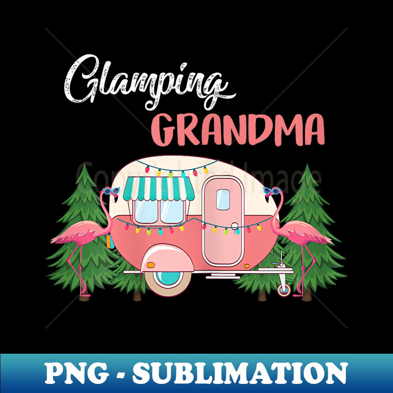 Glamping Grandma Costume Camping RV Flamingos Camper - Sublimation-Ready PNG File