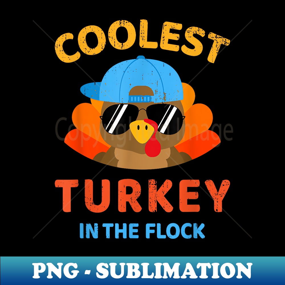 Coolest turkey in the flock for kids toddler thanksgiving - Aesthetic Sublimation Digital File