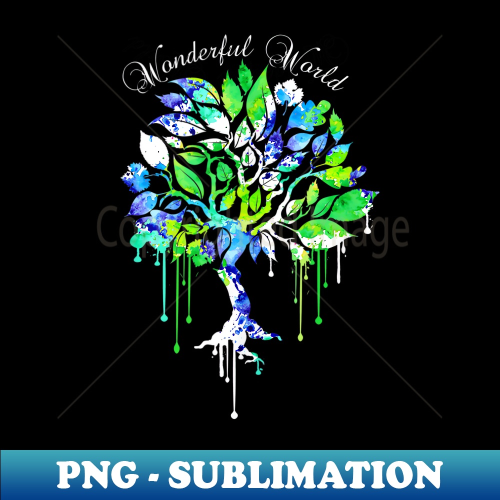 Wonderful World Boho Tree, 60s 70s Retro Groovy Hippy Vibes  1 - Premium PNG Sublimation File
