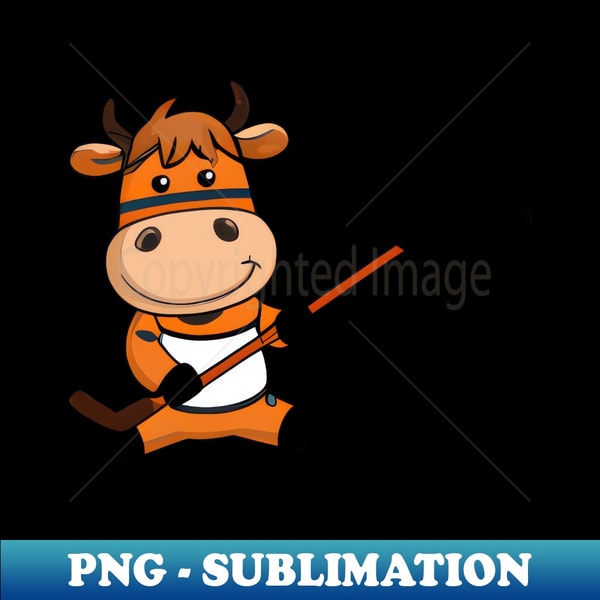 Cute cow hockey player - Stylish Sublimation Digital Download