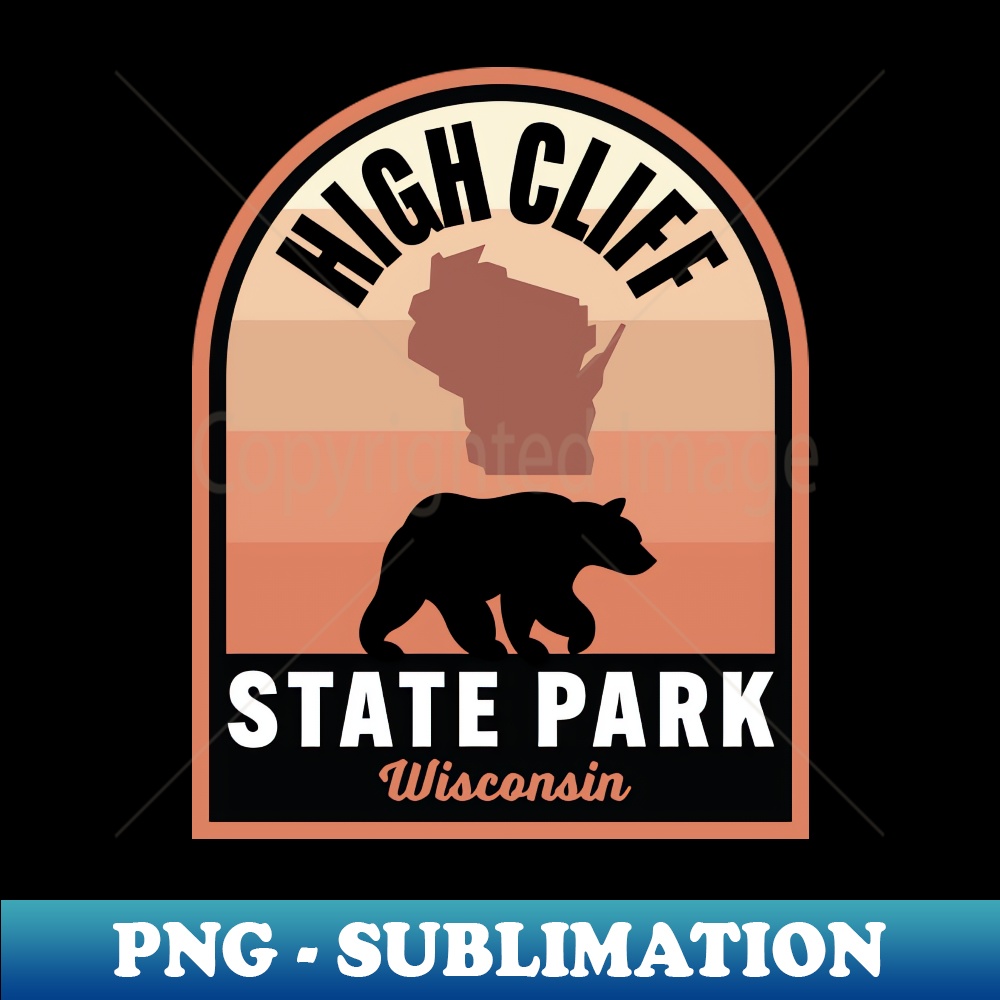 High Cliff State Park WI Bear - Retro PNG Sublimation Digital Download